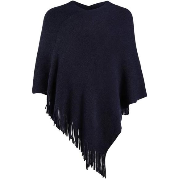 Women Poncho Sweater V Neck Solid Knit Pullover Cape Lightweight Shawl Elegant